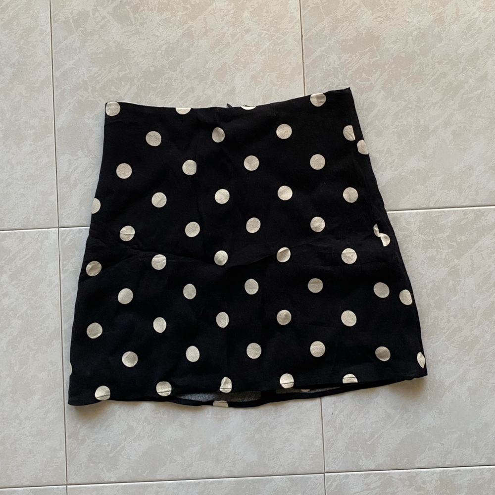 Reformation Black and White Polka Dot Skirt
